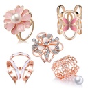 South Korea shawl buckle rhinestone three-ring scarf buckle personality simple brooch female creative flower scarf knot buckle