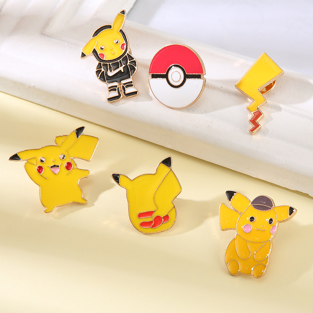 Pikachu brooch oil dripping Japanese alloy badge magic digital baby cartoon ins trendy men's and women's clothes accessories