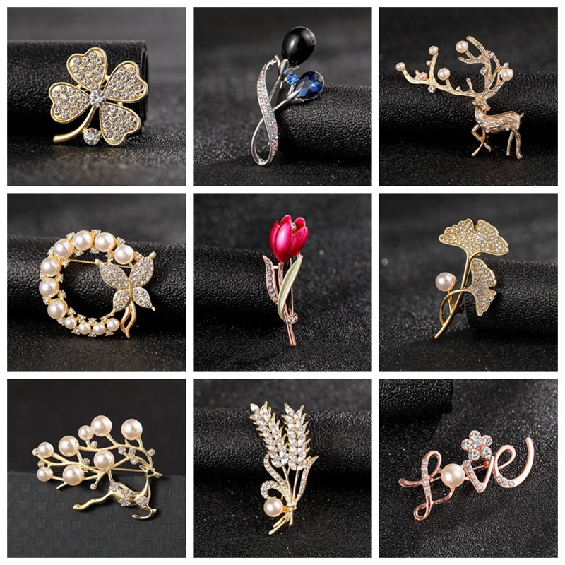 Clothing high-end pearl brooch suit fashion clothing women's corsage rhinestone personality silk towel buckle butterfly pin