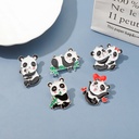 China Panda Brooch Cute Animal Pin Metal Badge Costume Props Accessories Panda Fat Collar Pin