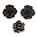 high-end retro black rose brooch diamond camellia women's clothing pins anti-light corsage