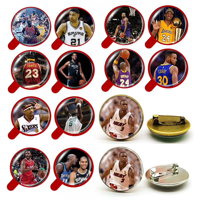 Accessories NBA Superstar Series Kobe James Curry Time Gem Badge Brooch Pin