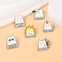 Cute white cat got an arrow with a knife to play handsome brooch clothing accessories metal badge funny button