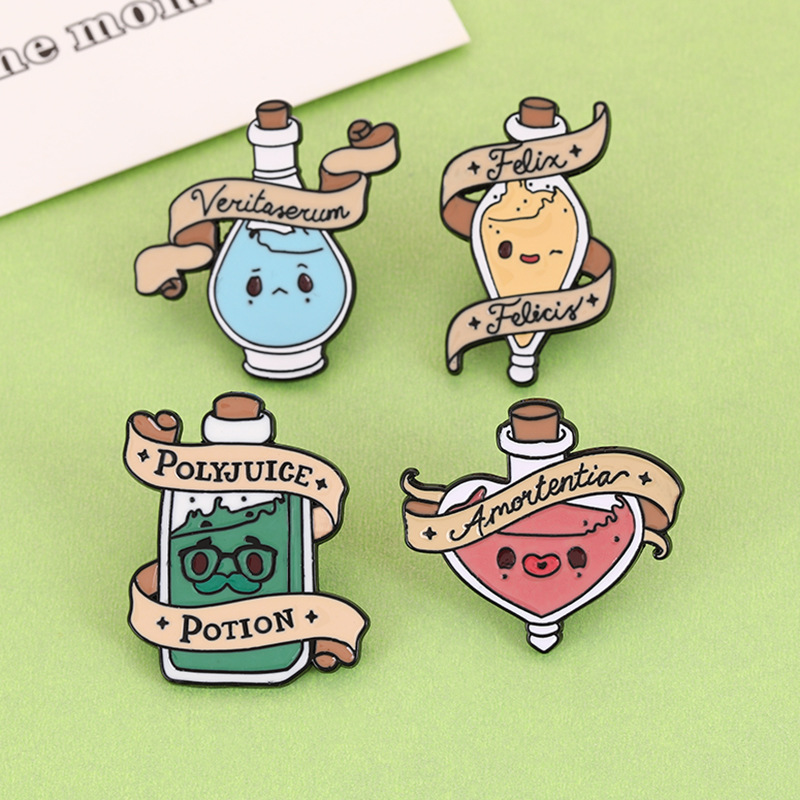 Japanese and Korean Creative Cartoon Oil Drop Paint Brooch Personalized Enamel Potion Bottle Fashion Cute Pin Badge Jewelry