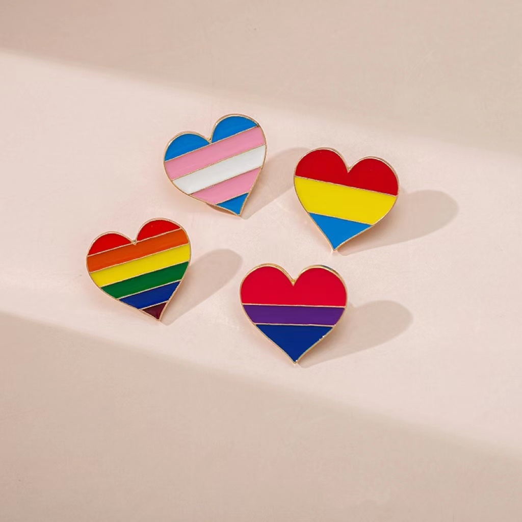 hot selling simple fashion rainbow brooch series pin love shape alloy badge collar pin girl accessories