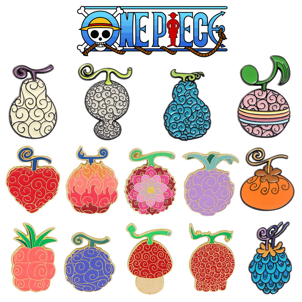 One Piece Surrounding Devil Fruit Metal Badge Luffy Rubber Fruit Burned Fruit Cartoon Enamel Brooch