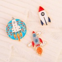 Creative Cartoon Spacecraft Astronaut Rocket Brooch Personalized All-match Student Fun Badge