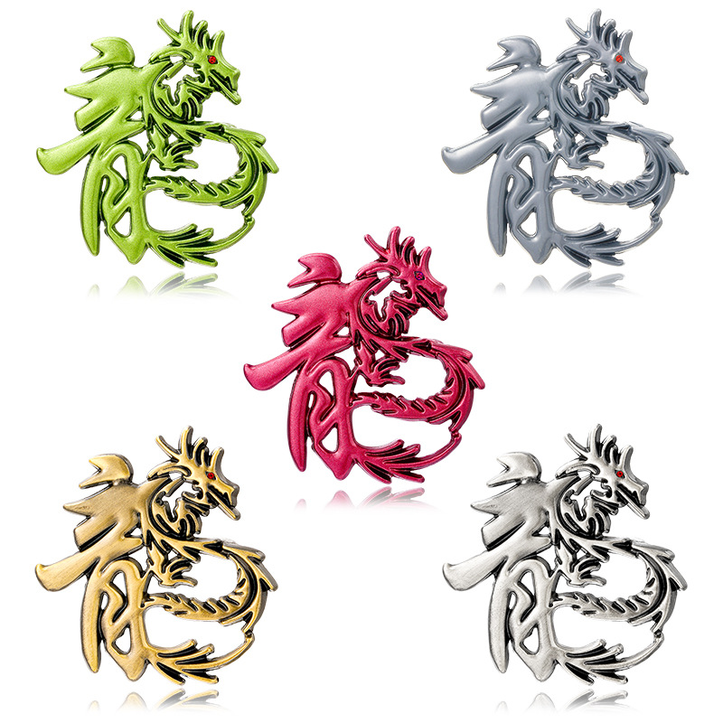 Chinese Style Ethnic Style Traditional Dragon Character Brooch Men's Personalized Creative Zodiac Dragon Pin Fashion Clothing Accessories