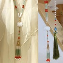 Hanfu ancient style soft necklace Ming maxi skirt necklace collar long back Cloud Lotus tassel sweater chain