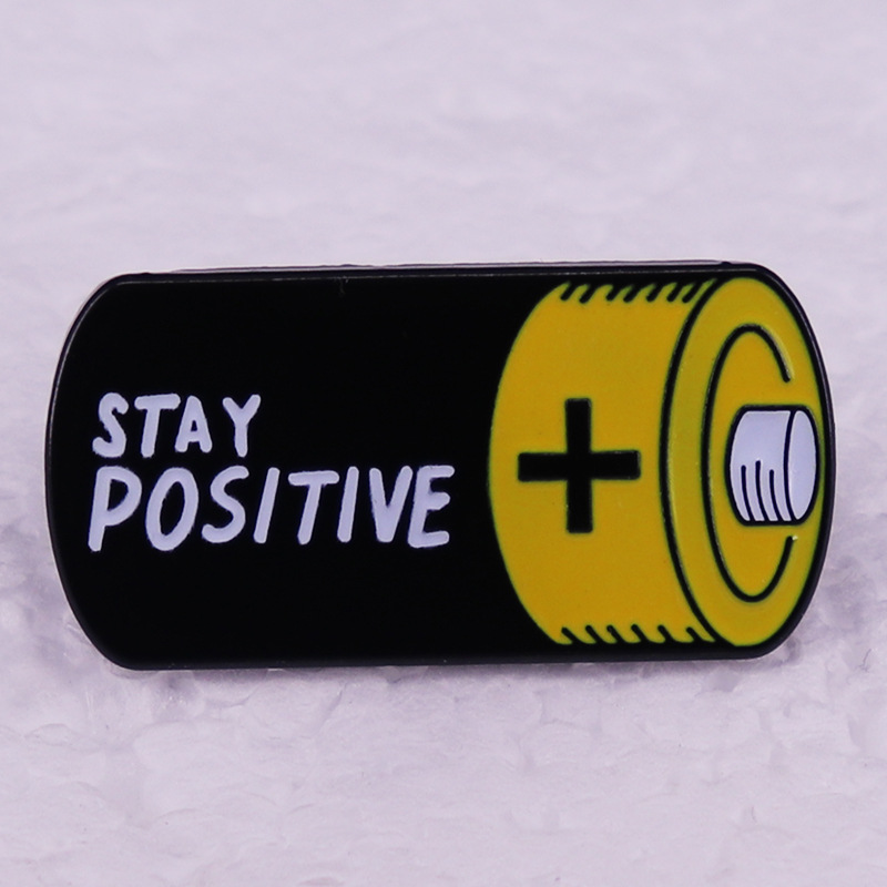 Fun English pun Keep optimistic battery brooch metal badge