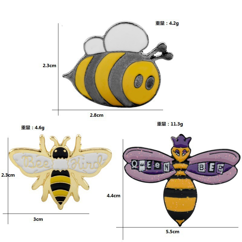 hot selling cartoon cute little bee brooch alloy bee kinds animal pin badge spot