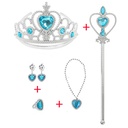 Children's Princess Frozen with Crown Fairy Stick Necklace Earrings Ring Set Party Festival Stage