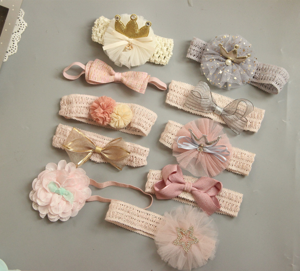 Cute Baby Baby Crown Bow Hair Band Cotton Headband Accessories Single Fontanelle born Hair Band