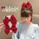 Year Hair Accessories Bow Hairpin Girl Princess Hairpin Headwear Cyber Red Hair Accessories Children's Clip