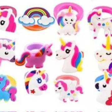 Creative cartoon style unicorn ring PVC soft rubber children pony ring girl jewelry