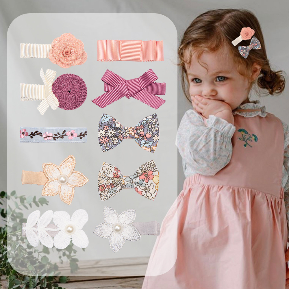 Japanese and Korean girls Flower hairpin suit 91112 bow children's hairpin Korean style lace Pearl hairpin