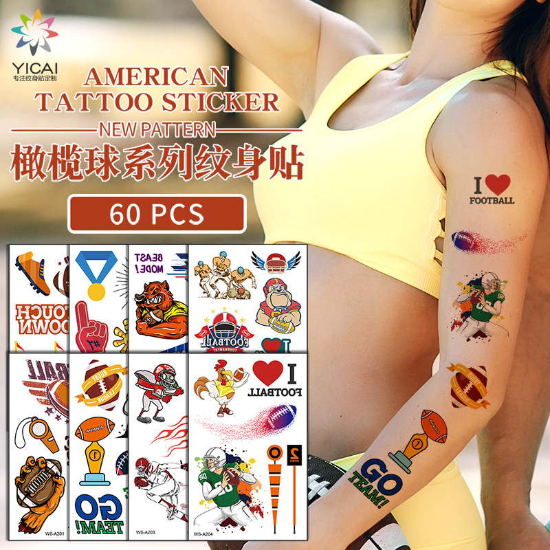 Rugby tattoo stickers fans sports Super Bowl Cup waterproof sweat face stickers temporary tattoo stickers