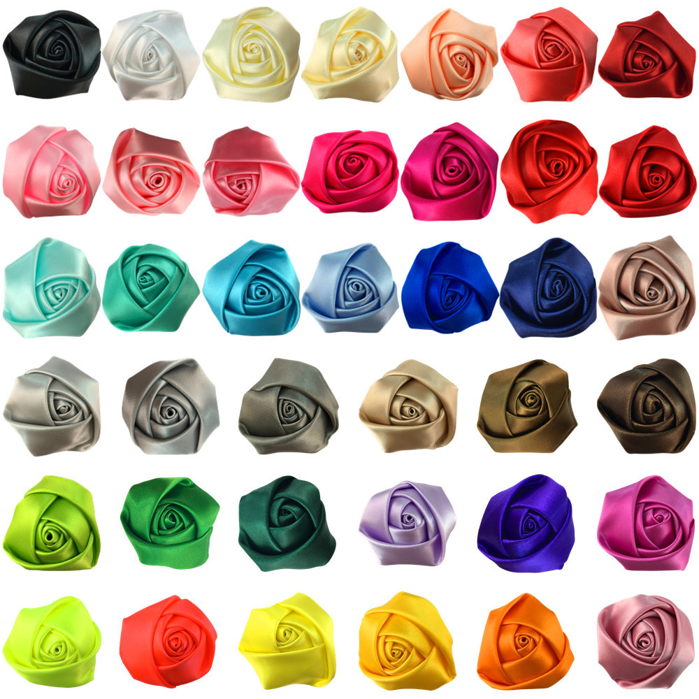 5CM stereo rose bud 2.5cm webbing DIY children's headdress clothing flower accessories spot 39 colors
