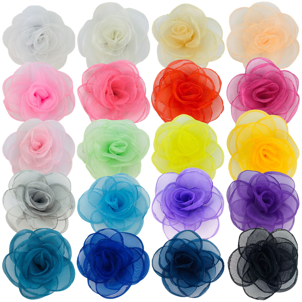 small 6cm gauze flower hand-baked edge flower DIY children's headdress clothing accessories 20 colors