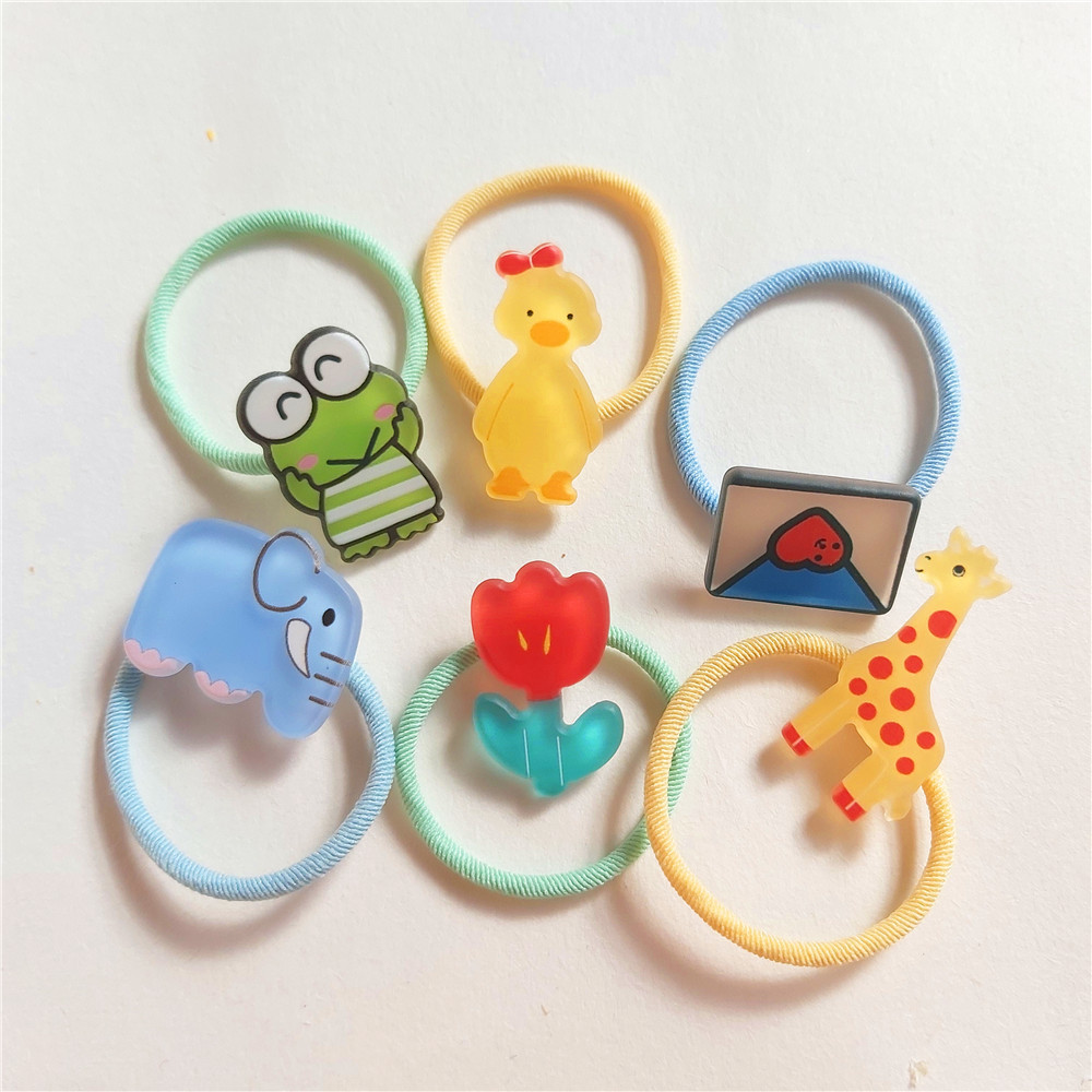 South Korea children's scrub zoo series cute baby hair ring rainbow elephant chicken giraffe hair ring