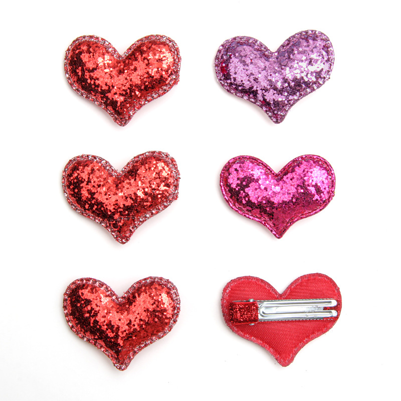 Spot hot cartoon girl hair accessories ultrasonic fabric glitter love does not hurt hair duck bill clip side clip