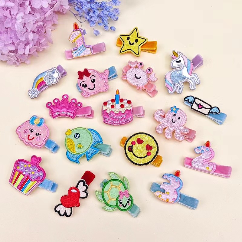 90202 beauty full embroidery hairpin digital love Crown baby hairpin cartoon animal side clip jewelry