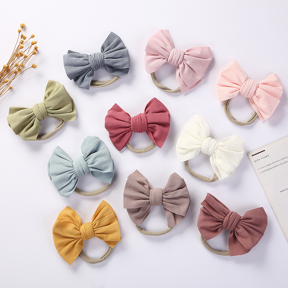 children's super soft nylon headband hair accessories ins pit cotton hand bow baby hair band