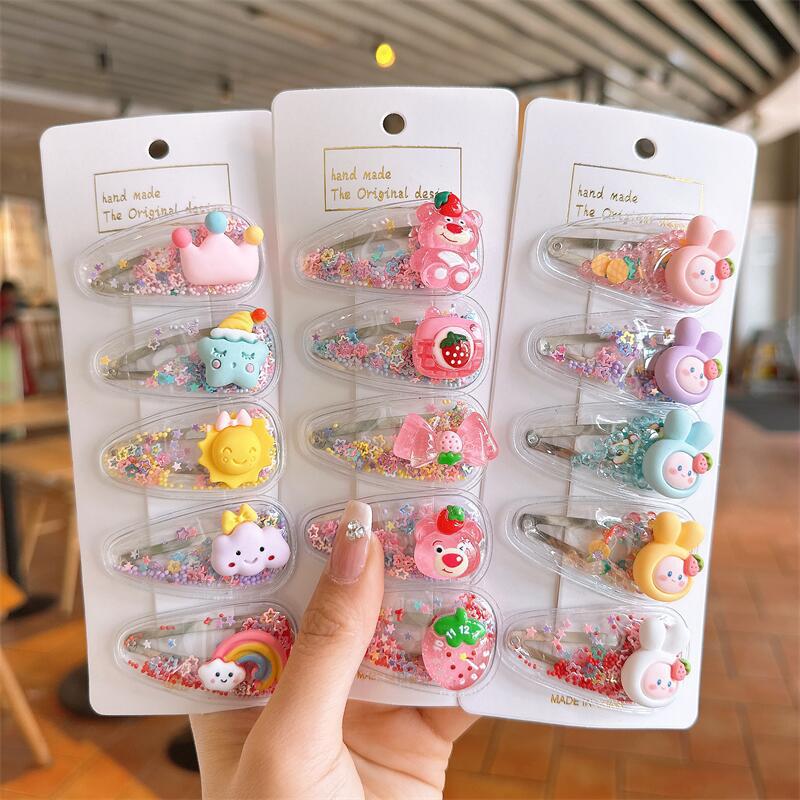 children's hairpin girls' broken hair hairpin hair accessories quicksand BB clip South Korea side clip cartoon headdress bangs clip