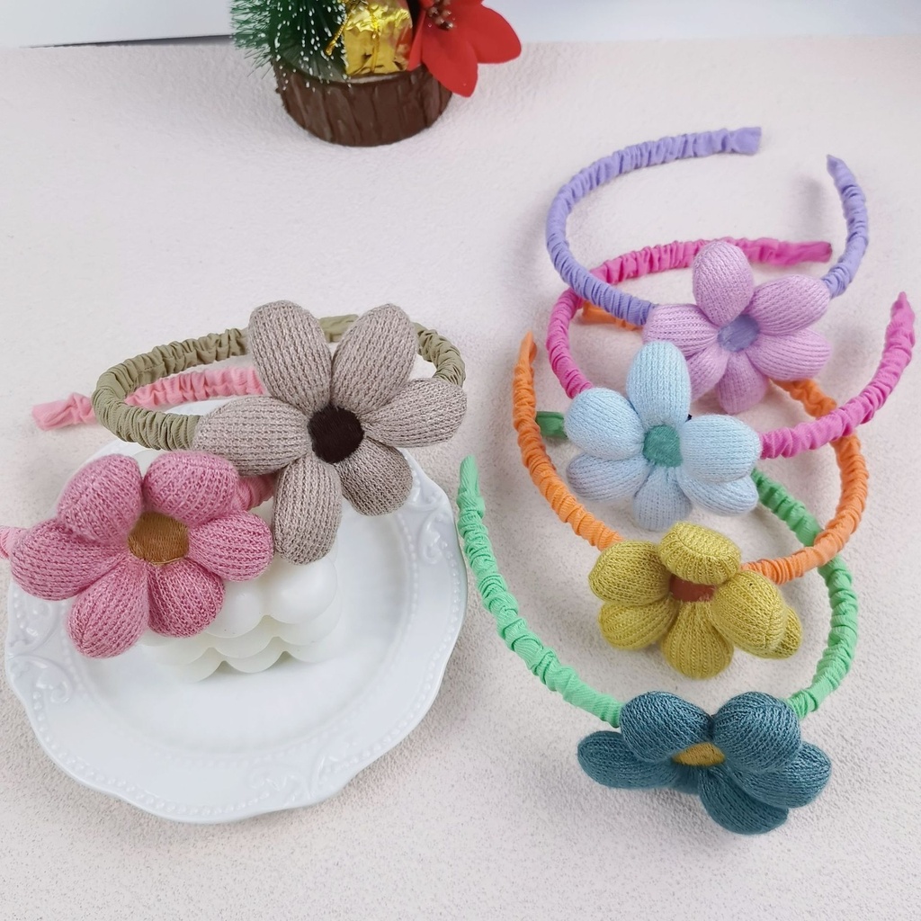 Children's wool flower headband thin edge pleated hair pressing hairpin little girl cute hair accessories headband