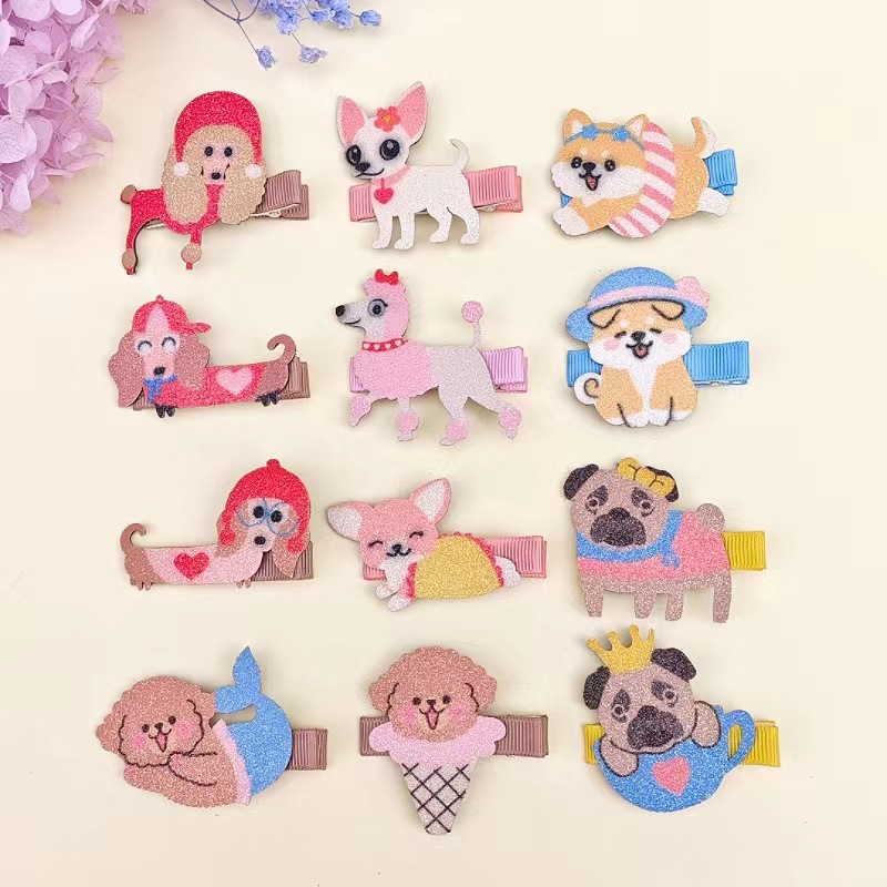 Summer Cute Cartoon Pet Dog Hairpin 20405 Super Cute Animal Parent-Child Hair Accessories Holiday Style Baby Side Clip