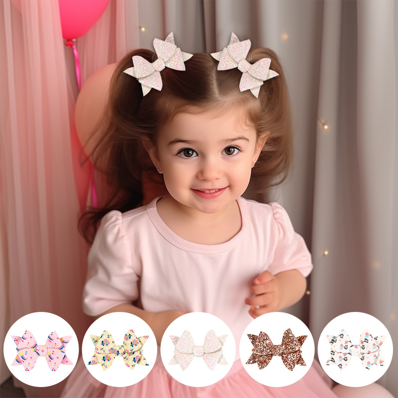 21206 Year of the Ox Windmill Bangs Hairpin Sequins Glitter Sell Germination Clip Baby Glitter Bow Hairpin