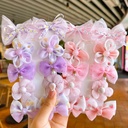 Children's Mesh Flower Hairpin Cute Girl's Set Cloth Bag Does Not Harm Hair Duckbill Clip Baby's Bow Hairpin