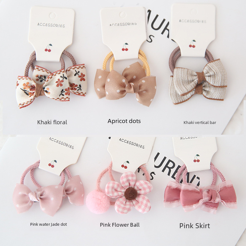 A75 factory children's headwear girls hair accessories baby hair accessories simple bow rubber band 1 pair