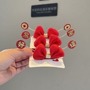 Palace style parent-child red Year bow hairpin rich good luck autumn and winter headdress festive girl bangs clip