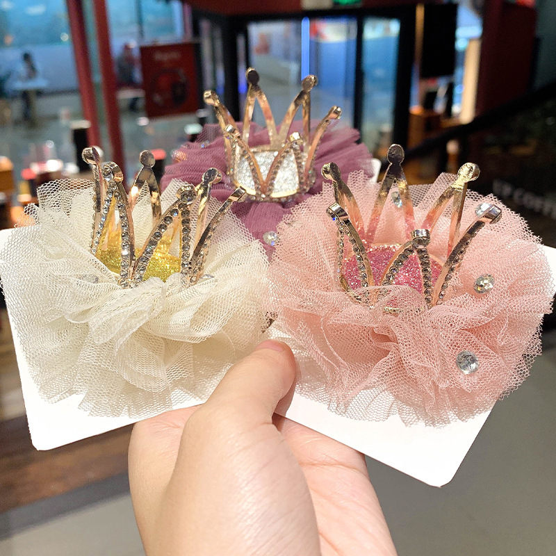 Mesh Crown hairpin baby hairpin girl cute princess children South Korea headdress flower jewelry Korean style western style clip