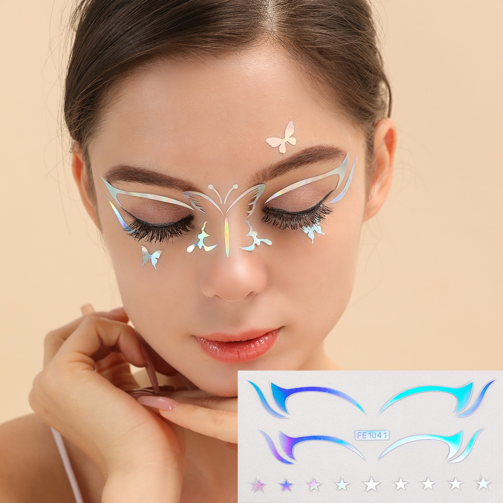 laser eyeliner stickers silver laser butterfly star multiple double eyelid stickers eyeliner stickers