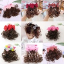 children wig girl baby long hair girl bow short curly hair Princess hairpin hair accessories headdress