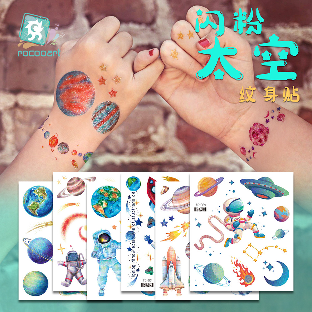 Rekar Dragon Waterproof Fresh Glitter Space Series Tattoo Sticker Gradual Star Face Sticker Temporary Tattoo