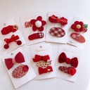 Year's Red Wool Bow Hairpin Children's Hair Accessories Flower Hairpin Side Clip Baby's Bangs Broken Hair BB Clip