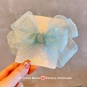 mesh Korean style double-layer big butterfly girls' hairpin princess back head Blue children's hair accessories