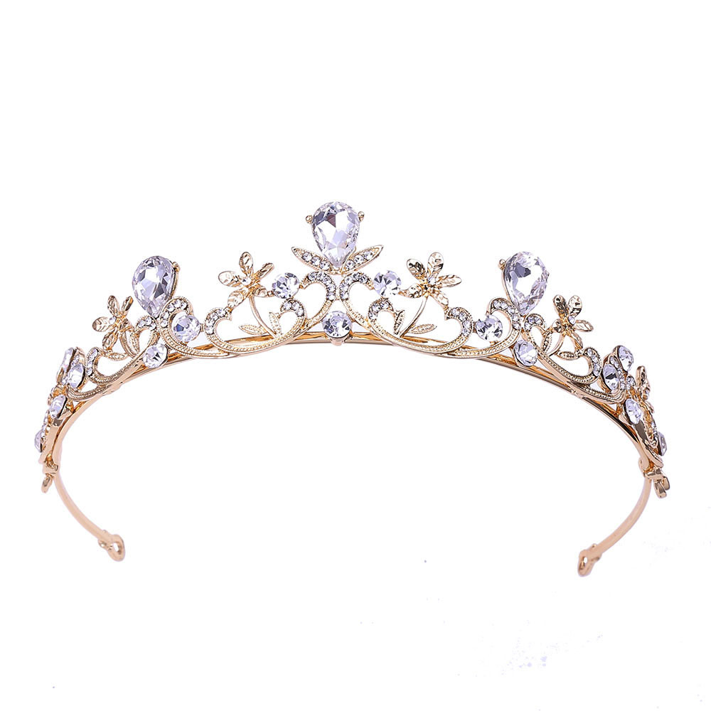 G205 Korean children's headwear simple leaf with rhinestone bridal small crown headband birthday accessories