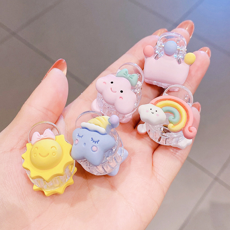 Children's Korean Cartoon Rainbow Small Grab Clip Bangs Broken Hair Hairpin Girls Grab Clip Cartoon Hair Accessories Children's Hairpin