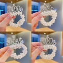 Children's crown headdress rubber band girl princess pearl headband Korean style little girl tie hair ball head rubber band