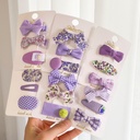 Purple Korean style fabric Princess headdress cute fruit Plaid clamp bow embroidery floral hairpin children