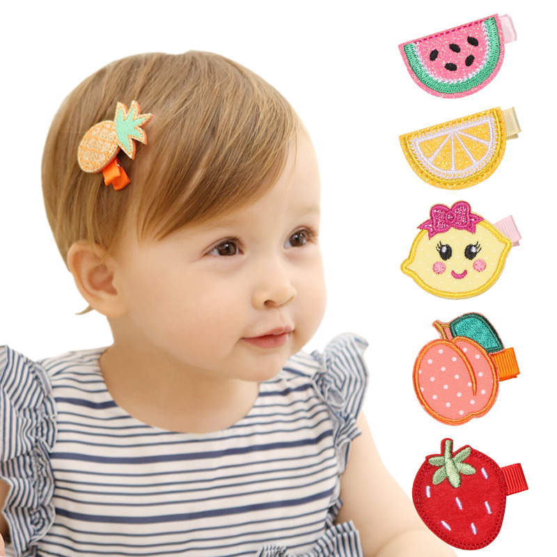 Lemon Pineapple Watermelon Fruit Embroidered Hairpin 70532 Baby Hairpin Full Bag Cloth Children Cute Hairpin