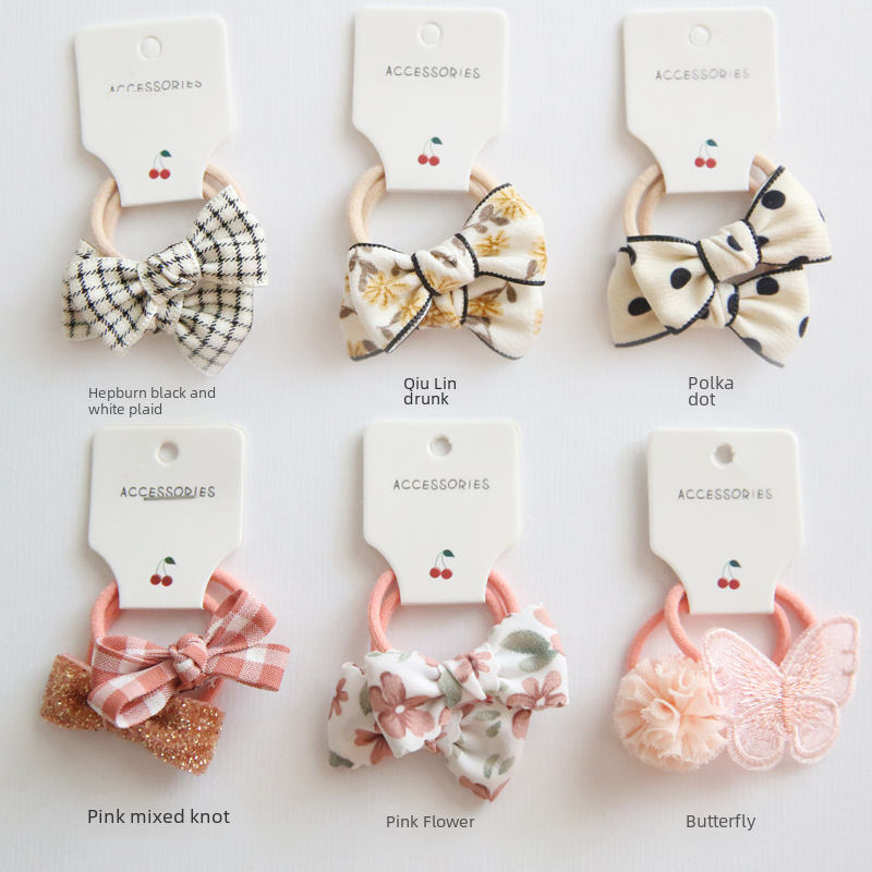 A137 factory cute children's headdress hair accessories simple bow basic hair rope rubber band 1 pair