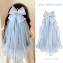 Girl's veil princess hair accessories Crown ice princess hairpin headdress children's bow ribbon mesh hairpin