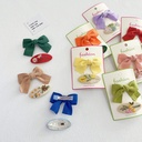 Pastoral Embroidery Floral Oval BB Clip Children's Bow Press Clip 2-piece Set Little Girl's Bangs Hair Accessories