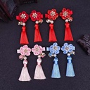 Red Chinese Year Flower Tassel Hairpin Chinese Style Buckle Children's Hairpin Year's Clip Antique Hanfu Accessories