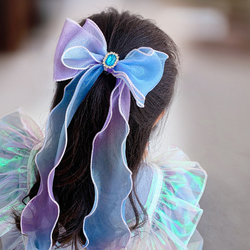 Bow Hairpin Super Fairy Children's Frozen Hair Accessories Girls' Ribbon Princess Hair Tie Hair Baby Headwear